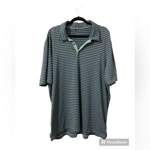 Adidas Men's Striped Polo Blue and Green Size 2XL